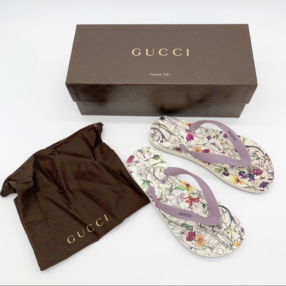 SOLD Authentic GUCCI Floral Flip Flips Women EU 35